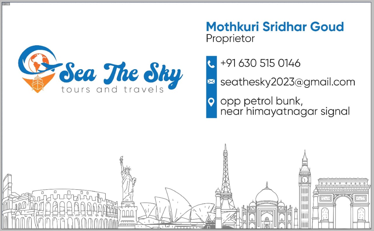 Sea The Sky Tours & Travels — Mothkuri Sridhar Goud, Proprietor business card